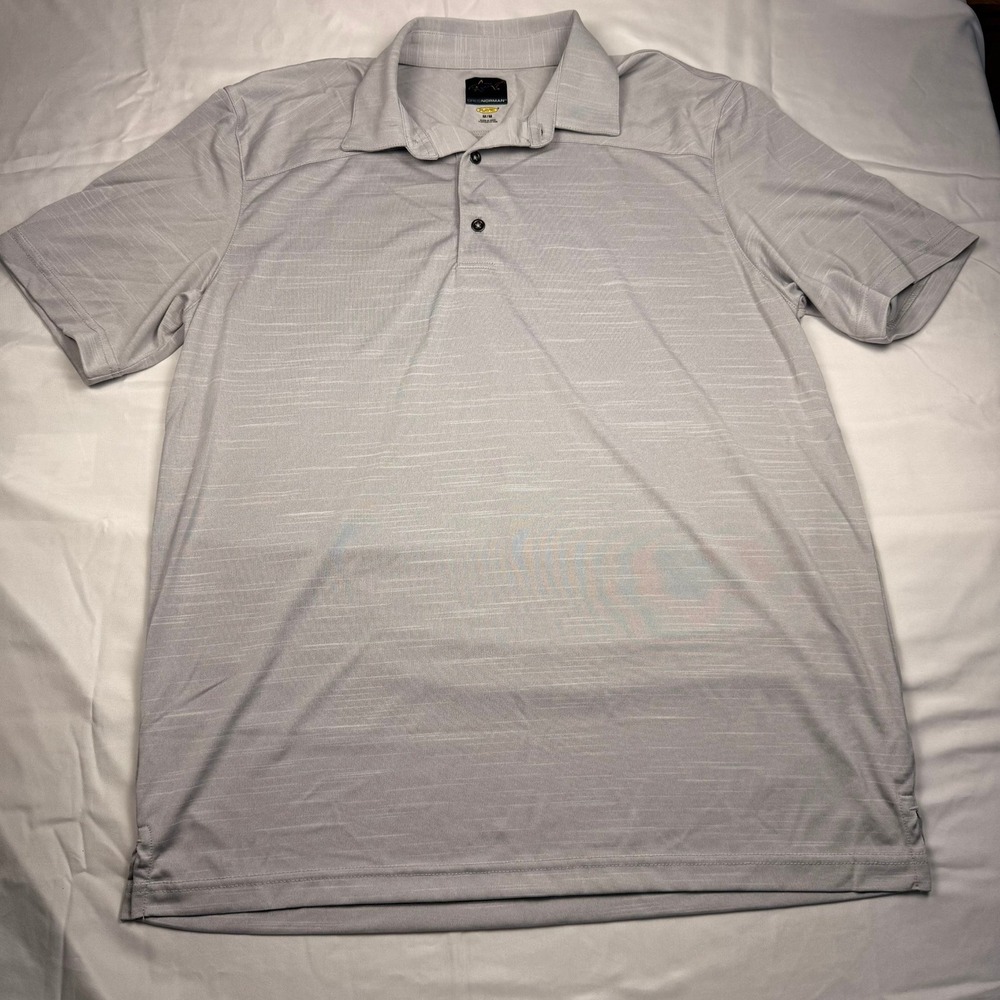 Greg Norman Play Dry Men Gray Space Dye Golf Polo Shirt Short Sleeve Size Medium